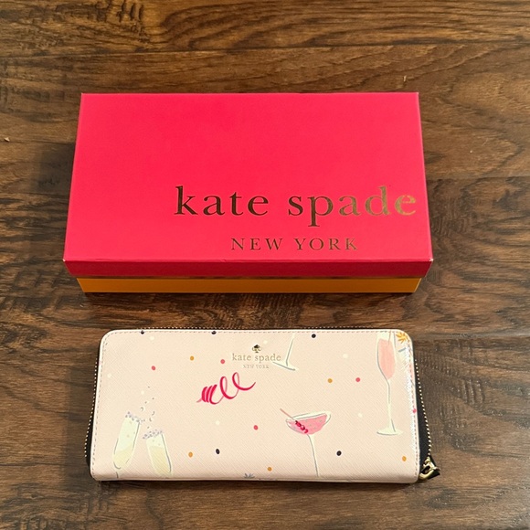 kate spade Handbags - Kate Spade Pink Wallet with Cocktail Design